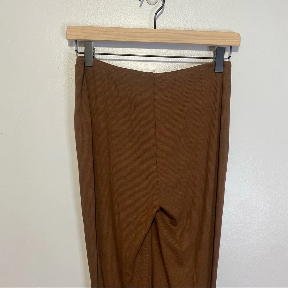 NWT Princess Polly Imogen Pants Tan Ribbed Drawstring Ruched Boot Cut Y2K Sz 6 - Picture 7 of 7